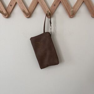 Sasha & Sophie Vegan Leather Brown Wristlet Purse 8"x5"